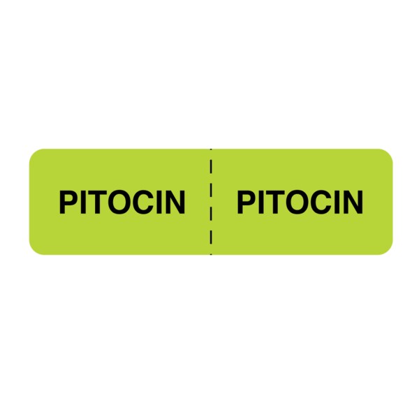 IV Drug Line Label - Pitocin/Pitocin 7/8" x 3" Flr Chart w/Black